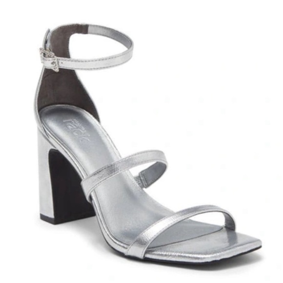 NEW Nordstrom Rack Adelaide Block Heel Sandal silver metallic - Picture 1 of 16